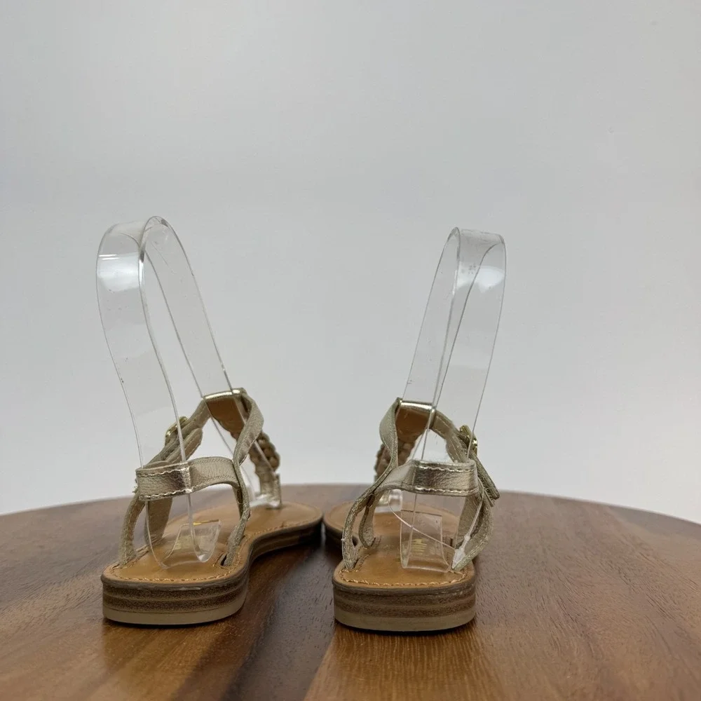New Little Kids Girls Mia Annae Gold Faux Leather Braided T-Strap Sandal Size 12